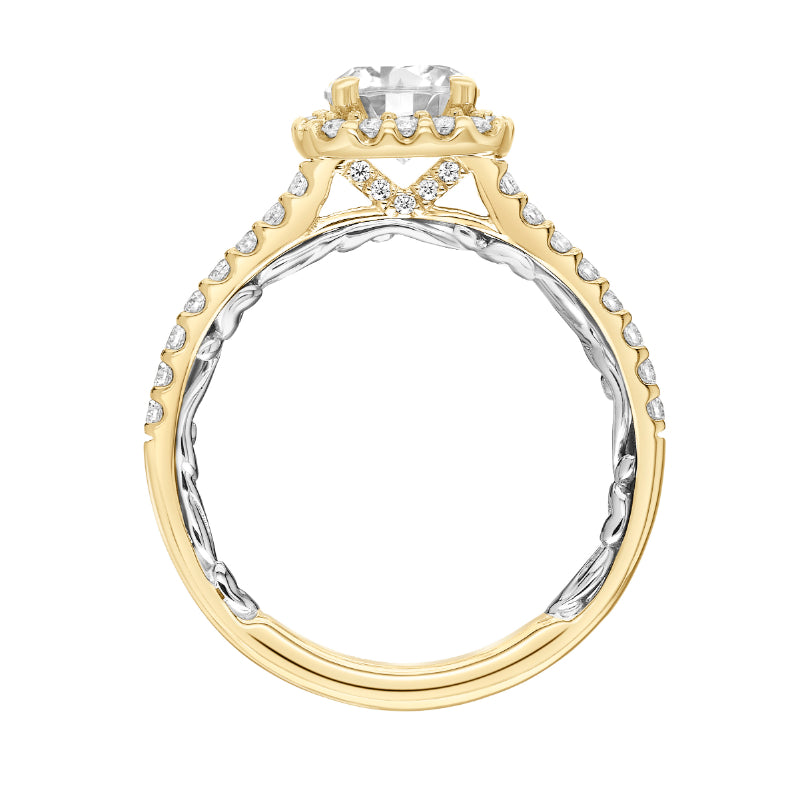 Artcarved Bridal Mounted with CZ Center Classic Lyric Halo Engagement Ring Mellie 14K Yellow Gold Primary & 14K White Gold