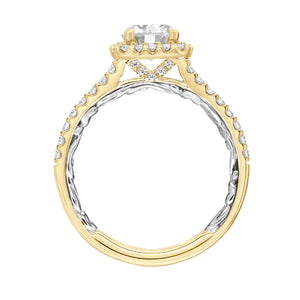 Artcarved Bridal Mounted with CZ Center Classic Lyric Halo Engagement Ring Mellie 18K Yellow Gold Primary & White Gold