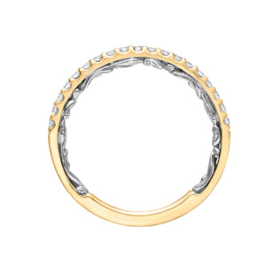 Artcarved Bridal Mounted with Side Stones Classic Lyric Diamond Wedding Band Mellie 14K White Gold Primary & 14K Yellow Gold