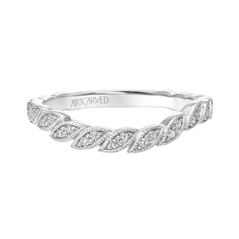 Artcarved Bridal Mounted with Side Stones Floral Diamond Wedding Band Bellarose 14K White Gold