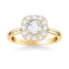 Artcarved Bridal Mounted Mined Live Center Classic Rose Goldcut Halo Engagement Ring Irma 14K Yellow Gold