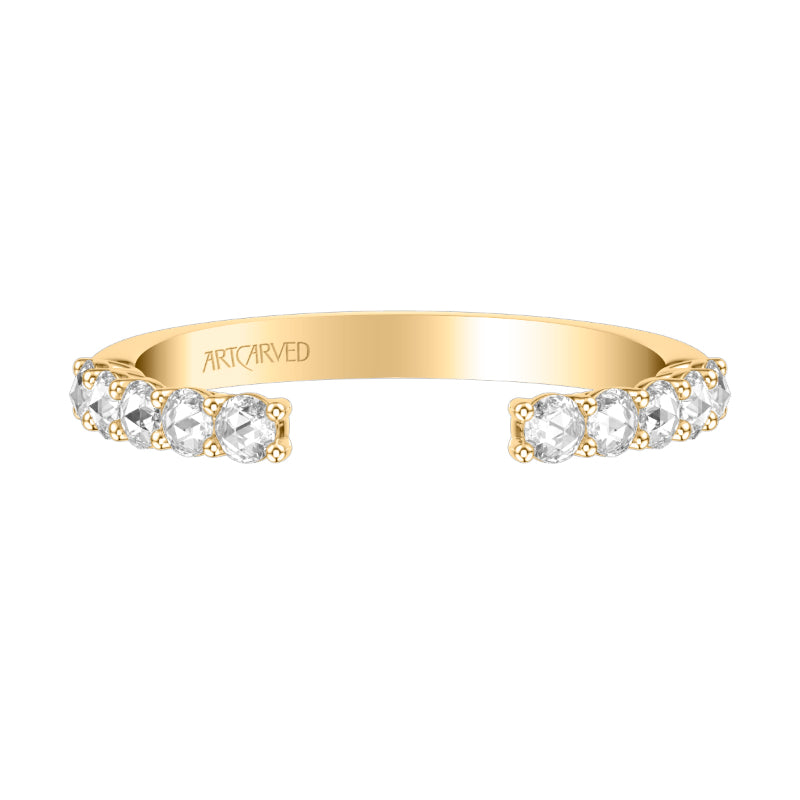 Artcarved Bridal Mounted with Side Stones Classic Rose Goldcut Diamond Wedding Band Irma 14K Yellow Gold