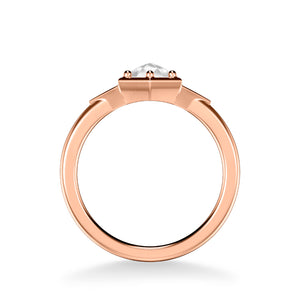 Artcarved Bridal Mounted Mined Live Center Contemporary Rose Goldcut 3-Stone Engagement Ring 18K Rose Gold