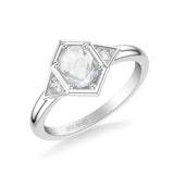 Artcarved Bridal Mounted Mined Live Center Contemporary Rose Goldcut 3-Stone Engagement Ring Alice 14K White Gold
