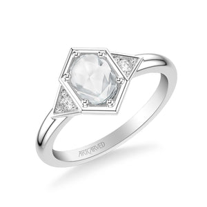Artcarved Bridal Mounted Mined Live Center Contemporary Rose Goldcut 3-Stone Engagement Ring Alice 14K White Gold