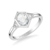 Artcarved Bridal Mounted Mined Live Center Contemporary Rose Goldcut 3-Stone Engagement Ring Alice 14K White Gold