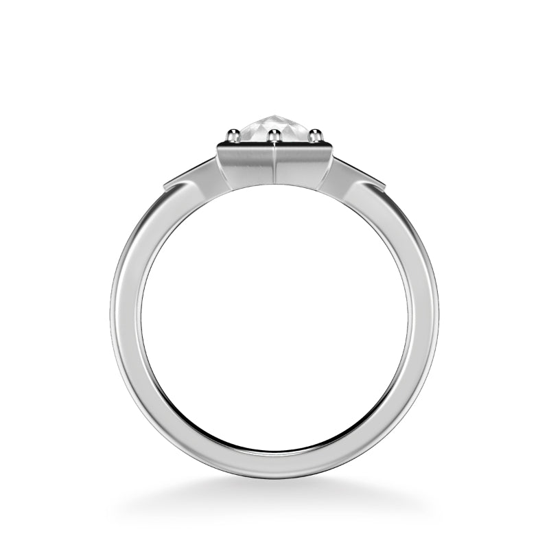 Artcarved Bridal Mounted Mined Live Center Contemporary Rose Goldcut 3-Stone Engagement Ring Alice 14K White Gold