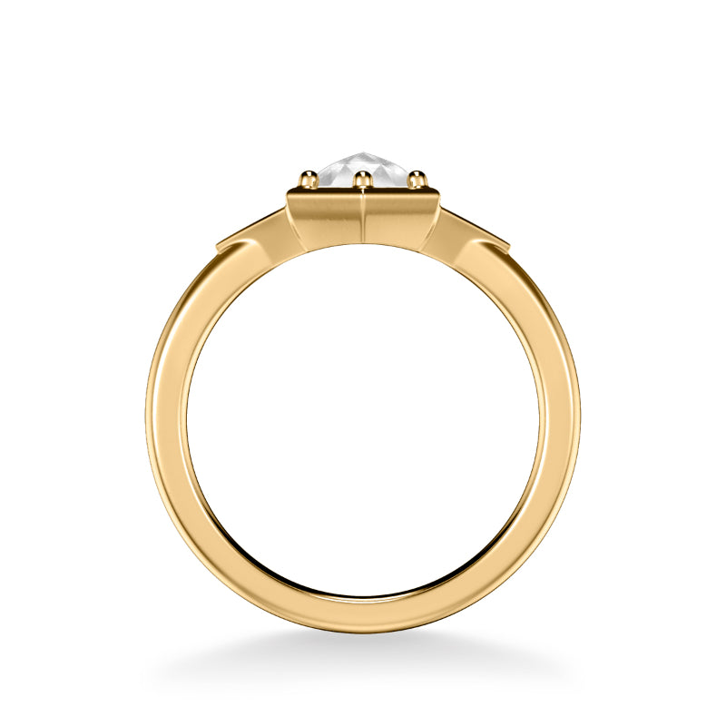 Artcarved Bridal Mounted Mined Live Center Contemporary Rose Goldcut 3-Stone Engagement Ring 18K Yellow Gold