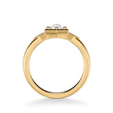 Artcarved Bridal Mounted Mined Live Center Contemporary Rose Goldcut 3-Stone Engagement Ring Alice 14K Yellow Gold