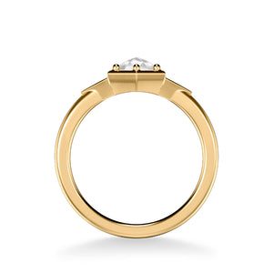 Artcarved Bridal Mounted Mined Live Center Contemporary Rose Goldcut 3-Stone Engagement Ring Alice 14K Yellow Gold
