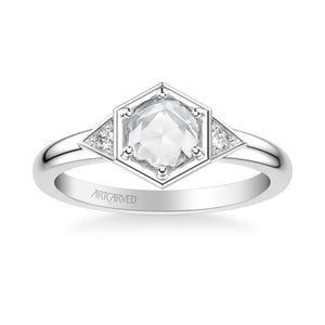 Artcarved Bridal Mounted Mined Live Center Contemporary Rose Goldcut Engagement Ring Truddy 14K White Gold