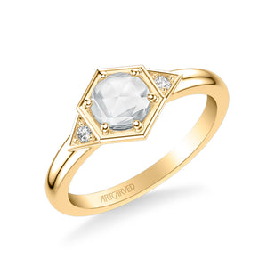 Artcarved Bridal Mounted Mined Live Center Contemporary Rose Goldcut Engagement Ring Truddy 14K Yellow Gold