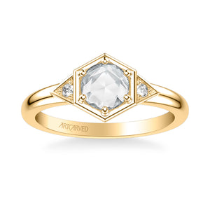 Artcarved Bridal Mounted Mined Live Center Contemporary Rose Goldcut Engagement Ring Truddy 14K Yellow Gold