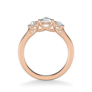 Artcarved Bridal Mounted Mined Live Center Classic Rose Goldcut 3-Stone Engagement Ring 18K Rose Gold