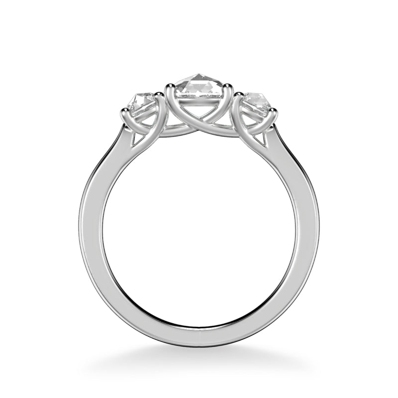 Artcarved Bridal Mounted Mined Live Center Classic Rose Goldcut 3-Stone Engagement Ring 18K White Gold