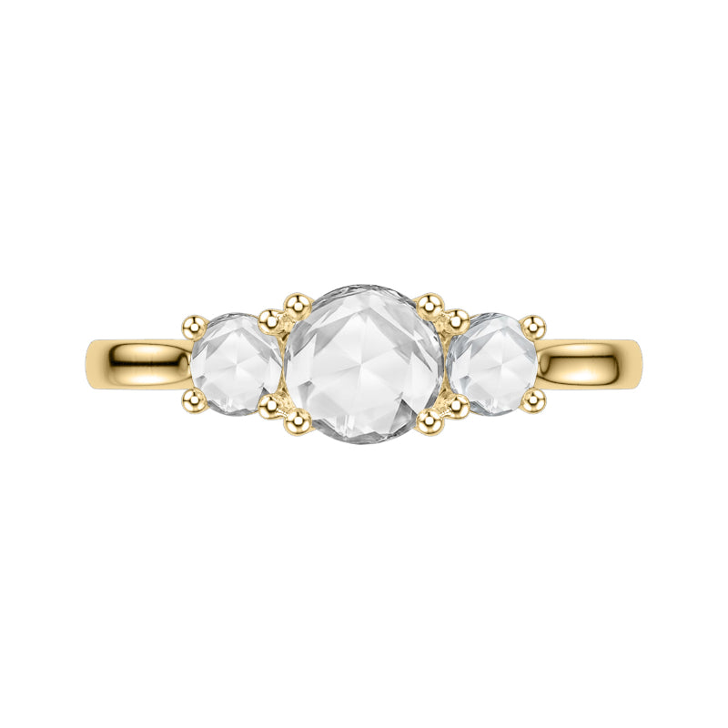 Artcarved Bridal Mounted Mined Live Center Classic Rose Goldcut 3-Stone Engagement Ring Belinda 14K Yellow Gold