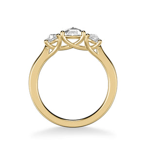Artcarved Bridal Mounted Mined Live Center Classic Rose Goldcut 3-Stone Engagement Ring 18K Yellow Gold
