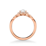 Artcarved Bridal Mounted Mined Live Center Contemporary Rose Goldcut Halo Engagement Ring Isabella 14K Rose Gold