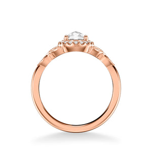 Artcarved Bridal Mounted Mined Live Center Contemporary Rose Goldcut Halo Engagement Ring Isabella 14K Rose Gold
