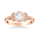 Artcarved Bridal Mounted Mined Live Center Contemporary Rose Goldcut Engagement Ring 18K Rose Gold