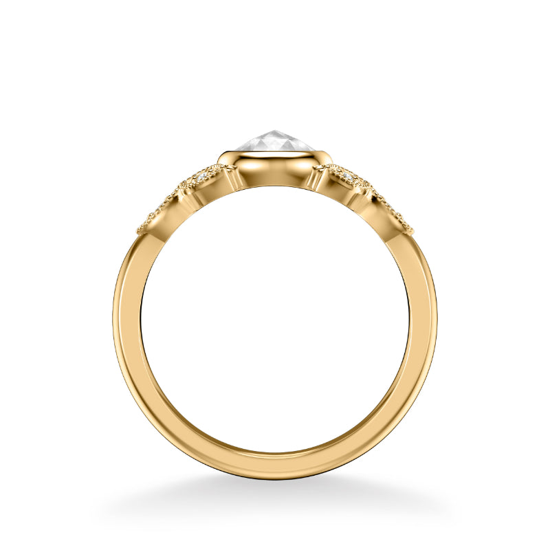Artcarved Bridal Mounted Mined Live Center Contemporary Rose Goldcut Engagement Ring 18K Yellow Gold