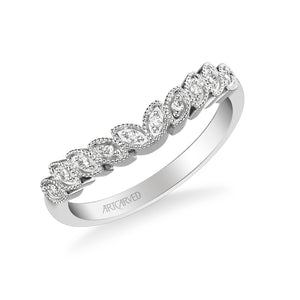Artcarved Bridal Mounted with Side Stones Wedding Band 18K White Gold