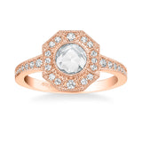 Artcarved Bridal Mounted Mined Live Center Vintage Rose Goldcut Halo Engagement Ring 18K Rose Gold