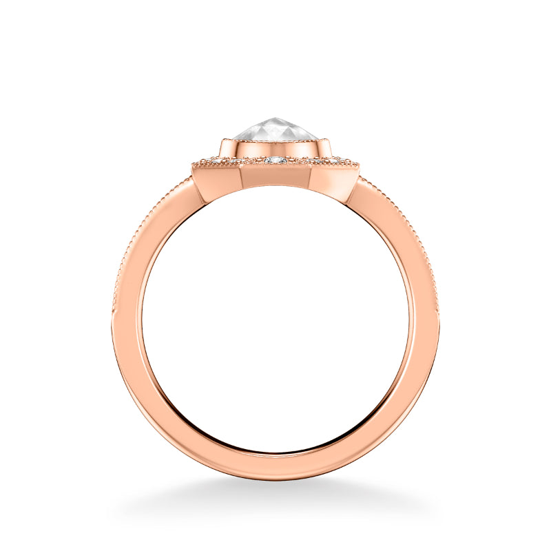 Artcarved Bridal Mounted Mined Live Center Vintage Rose Goldcut Halo Engagement Ring 18K Rose Gold