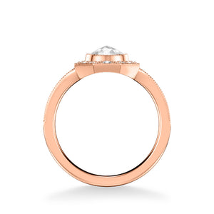 Artcarved Bridal Mounted Mined Live Center Vintage Rose Goldcut Halo Engagement Ring Ornella 14K Rose Gold