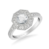 Artcarved Bridal Mounted Mined Live Center Vintage Rose Goldcut Halo Engagement Ring 18K White Gold