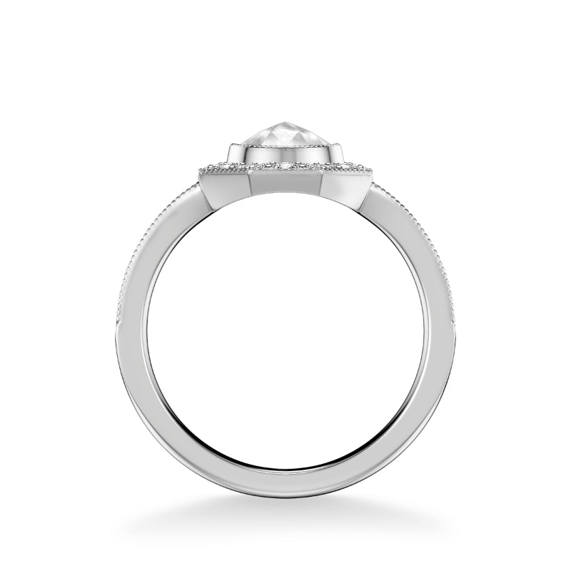Artcarved Bridal Mounted Mined Live Center Vintage Rose Goldcut Halo Engagement Ring 18K White Gold