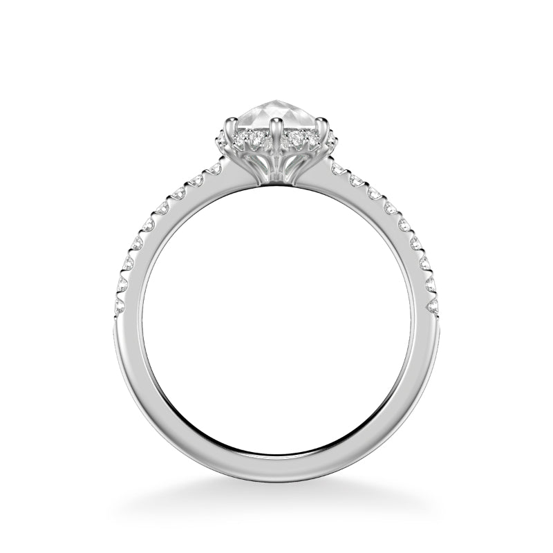 Artcarved Bridal Mounted Mined Live Center Classic Rose Goldcut Halo Engagement Ring Paula 18K White Gold