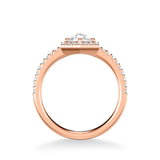 Artcarved Bridal Mounted Mined Live Center Contemporary Rose Goldcut Halo Engagement Ring Angelyn 18K Rose Gold