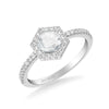 Artcarved Bridal Mounted Mined Live Center Contemporary Rose Goldcut Halo Engagement Ring Angelyn 18K White Gold