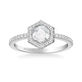 Artcarved Bridal Mounted Mined Live Center Contemporary Rose Goldcut Halo Engagement Ring Angelyn 18K White Gold