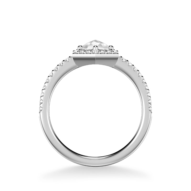 Artcarved Bridal Mounted Mined Live Center Contemporary Rose Goldcut Halo Engagement Ring Angelyn 18K White Gold