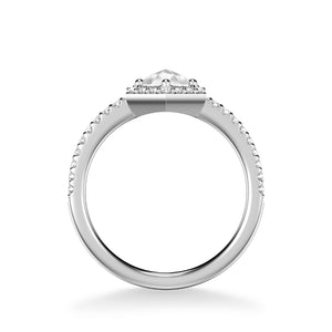 Artcarved Bridal Mounted Mined Live Center Contemporary Rose Goldcut Halo Engagement Ring Angelyn 18K White Gold