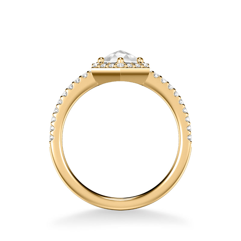 Artcarved Bridal Mounted Mined Live Center Contemporary Rose Goldcut Halo Engagement Ring Angelyn 18K Yellow Gold