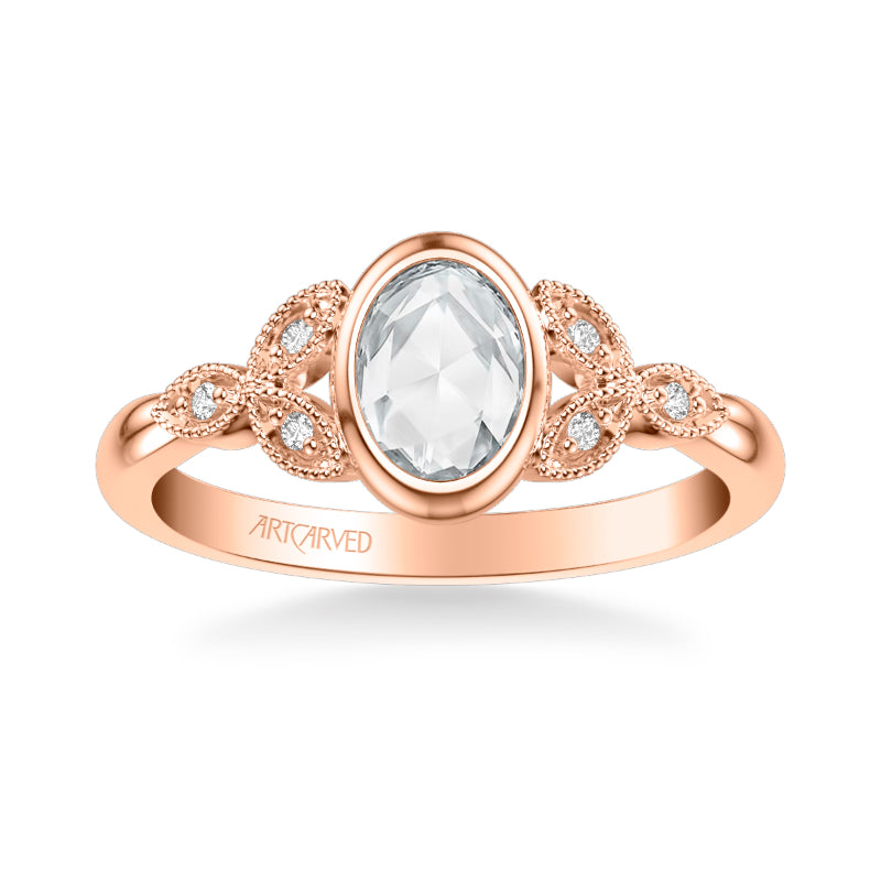 Artcarved Bridal Mounted Mined Live Center Contemporary Engagement Ring 18K Rose Gold