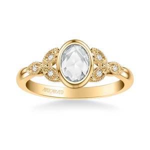 Artcarved Bridal Mounted Mined Live Center Contemporary Engagement Ring 18K Yellow Gold
