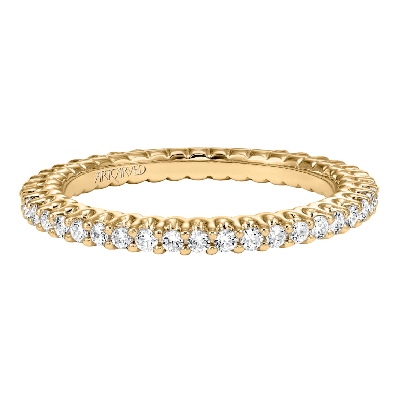 Artcarved Bridal Mounted with Side Stones Contemporary Eternity Diamond Anniversary Band 14K Yellow Gold