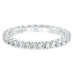 Artcarved Bridal Mounted with Side Stones Contemporary Eternity Diamond Anniversary Band 14K White Gold