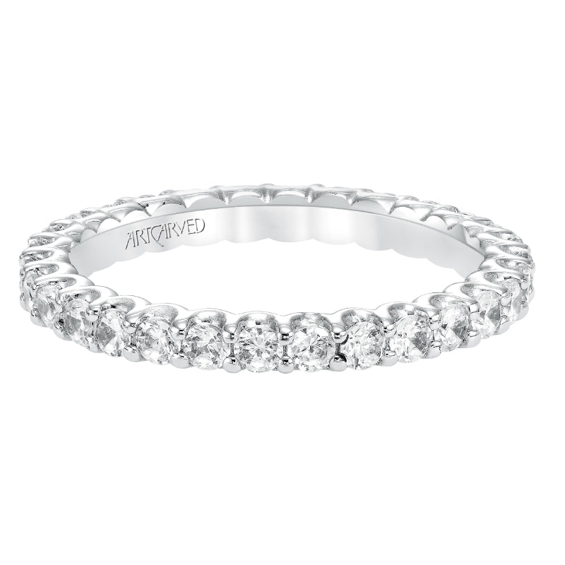 Artcarved Bridal Mounted with Side Stones Contemporary Eternity Diamond Anniversary Band 14K White Gold