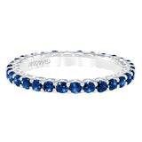 Artcarved Bridal Mounted with Side Stones Classic Stackable Eternity Anniversary Band 14K White Gold & Blue Sapphire