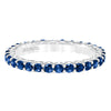 Artcarved Bridal Mounted with Side Stones Classic Stackable Eternity Anniversary Band 14K White Gold & Blue Sapphire
