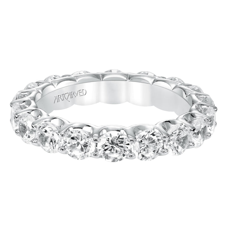 Artcarved Bridal Mounted with Side Stones Contemporary Eternity Diamond Anniversary Band 14K White Gold