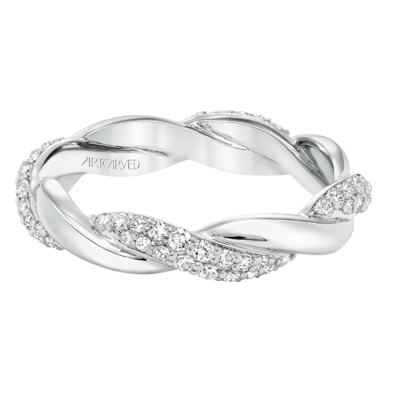 Artcarved Bridal Mounted with Side Stones Contemporary Stackable Eternity Anniversary Band 14K White Gold