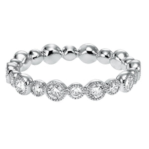 Artcarved Bridal Mounted with Side Stones Contemporary Stackable Eternity Anniversary Band 14K White Gold