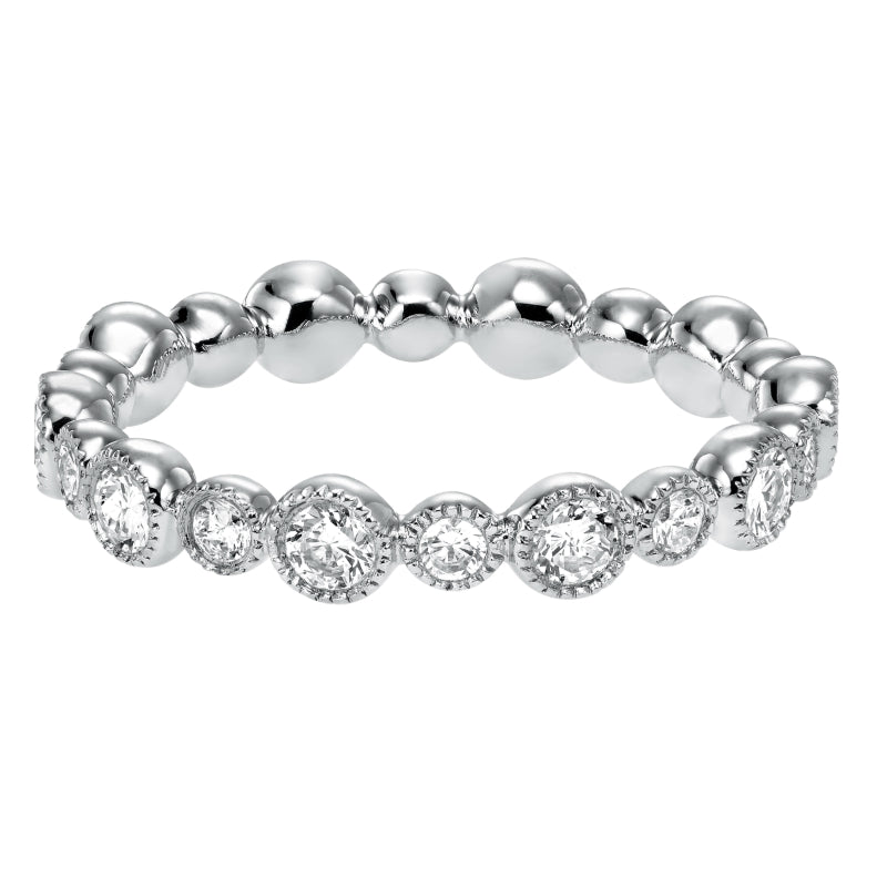 Artcarved Bridal Mounted with Side Stones Contemporary Stackable Eternity Anniversary Band 14K White Gold