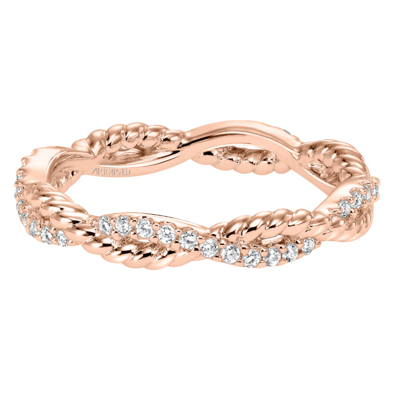 Artcarved Bridal Mounted with Side Stones Contemporary Stackable Eternity Anniversary Band 14K Rose Gold